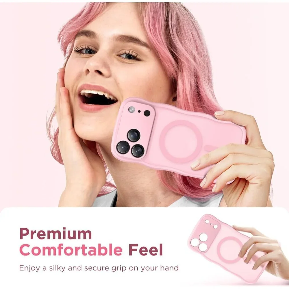 Women Peach Pink Iphone 17 Pro Max Case Full Camera Protection Mag Safe